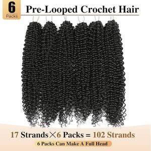 NWOT- Kinky Curly Pre-Looped Crochet Hair 6pk, 18in.